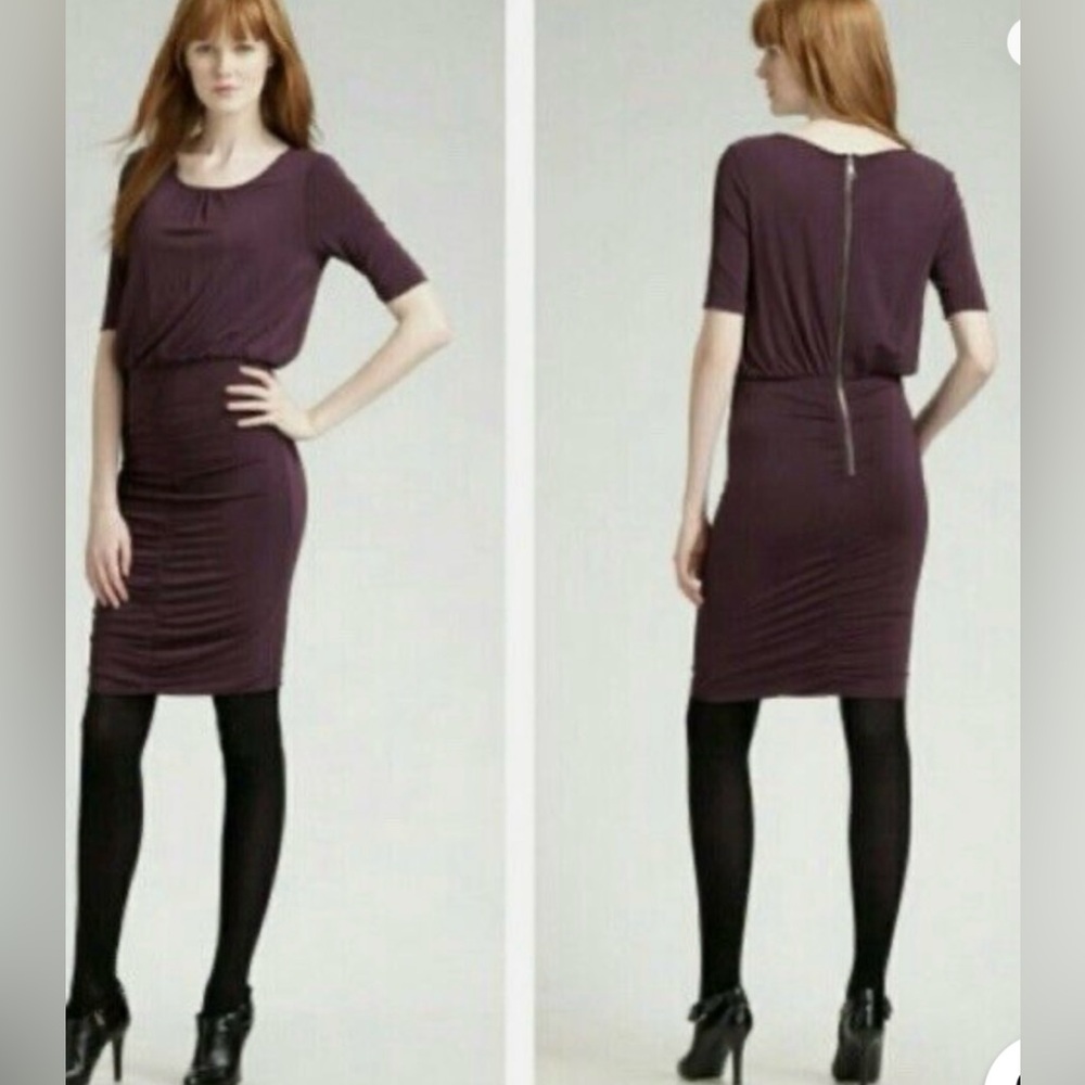 Vintage Burberry London Ruched Plum Dress- Size Medium